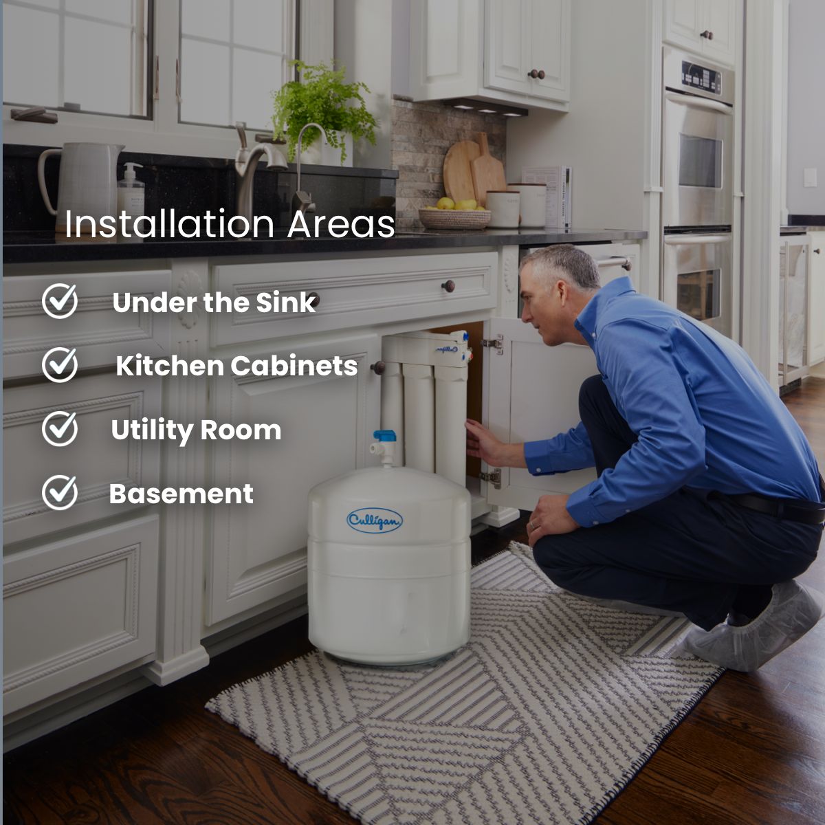 Culligan employee installing filtration system