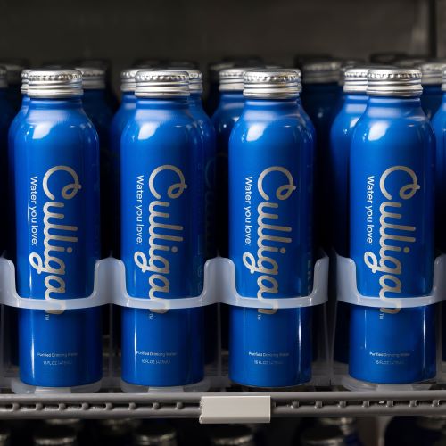 Culligan blue aluminum water bottles promote sustainability
