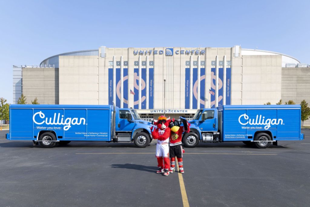 Culligan trucks deliver sustainable aluminum water bottles to Chicago's United Center