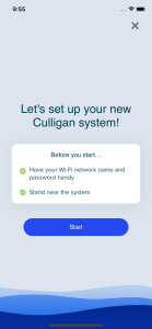Culligan Connect app setup screen